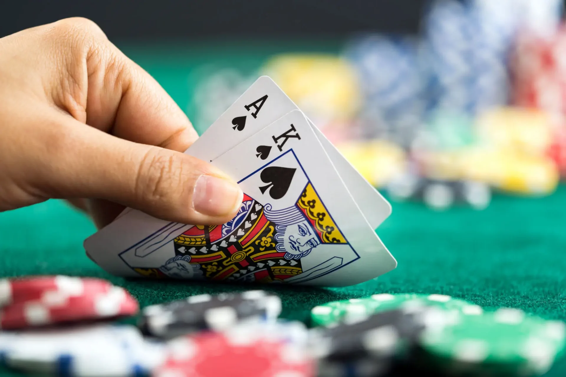 Close-up of poker game scene