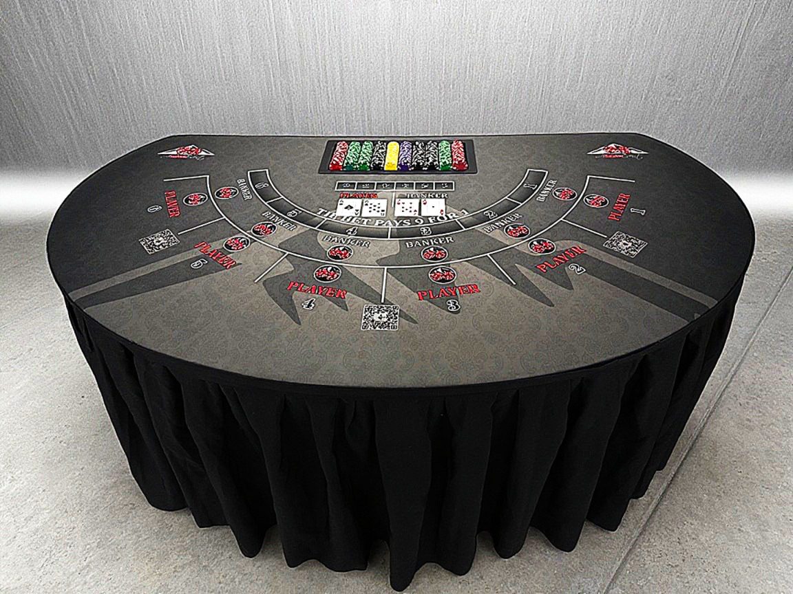 Blackjack table with chips and cards