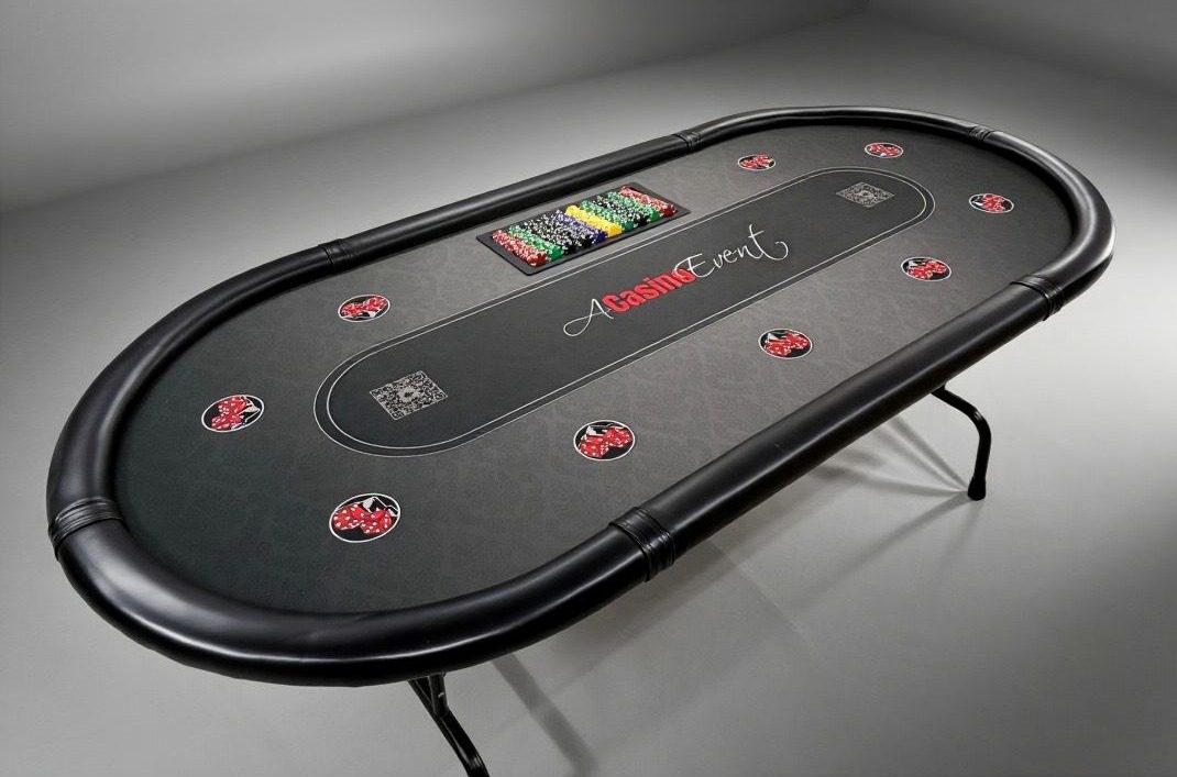 Empty casino poker table setup