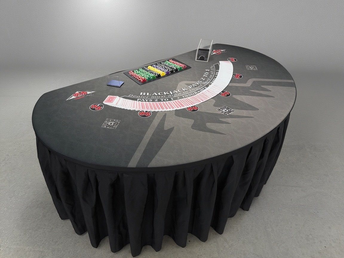 Casino blackjack setup with card deck