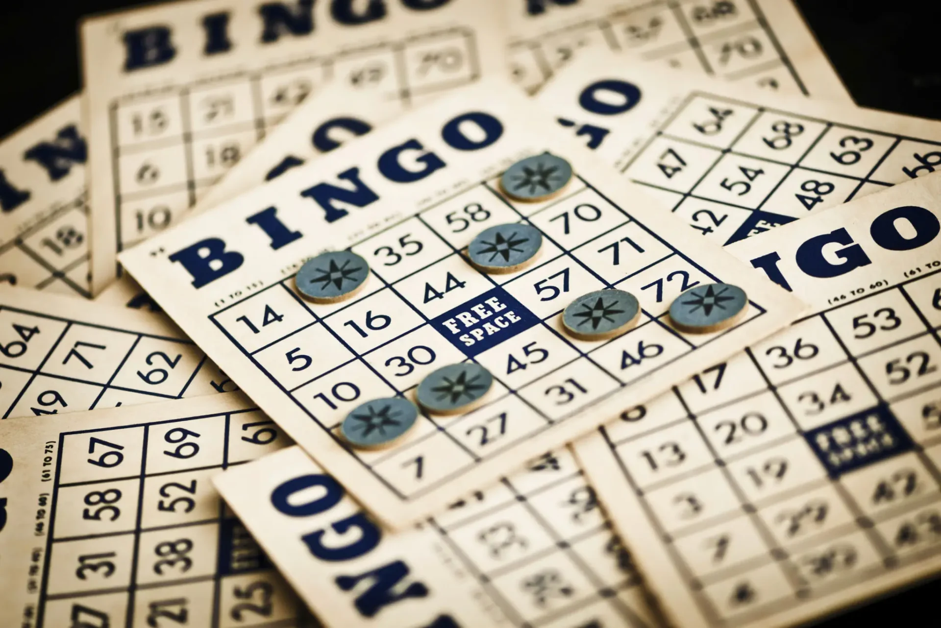Close-up of bingo game setup