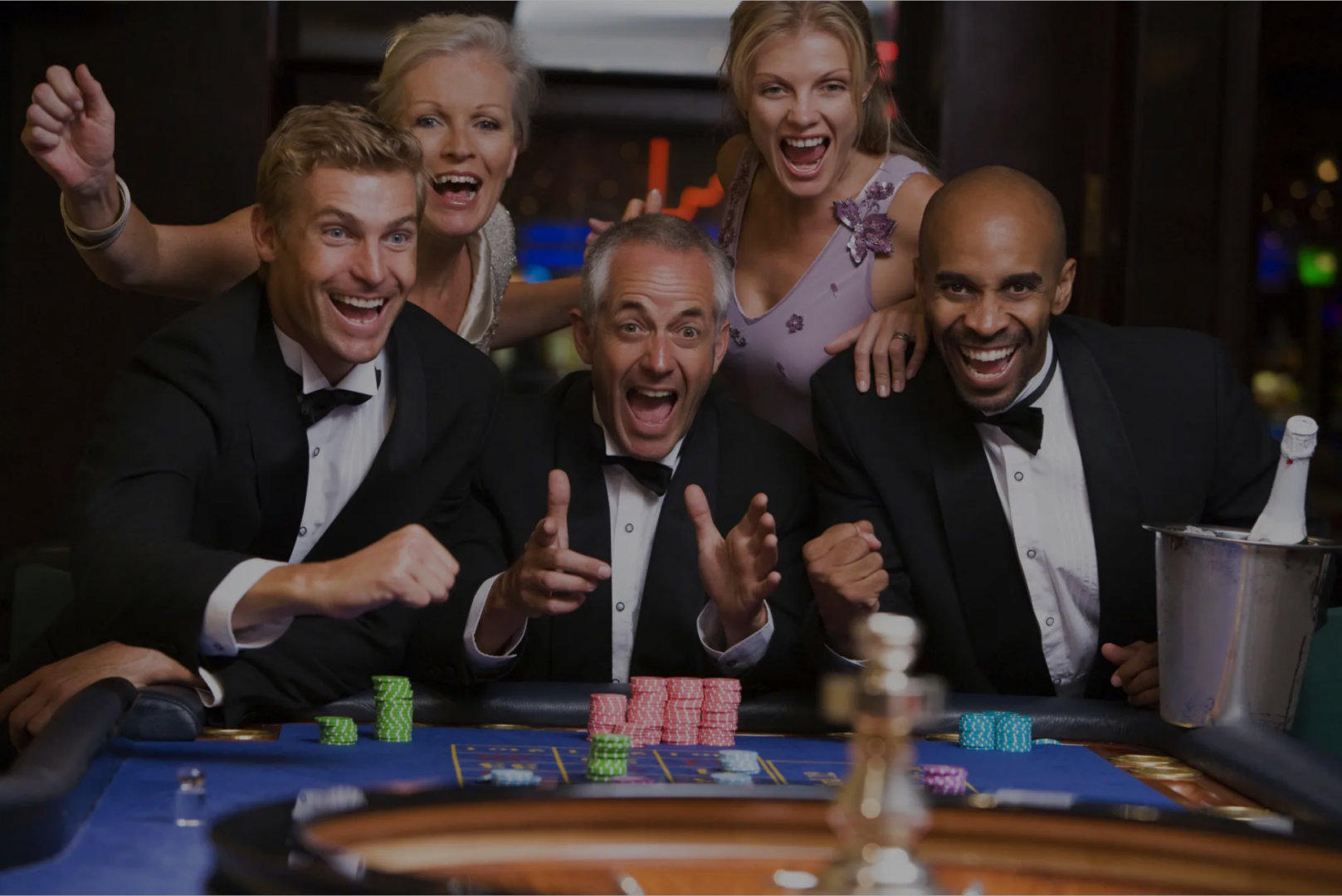 Joyful casino night party scene