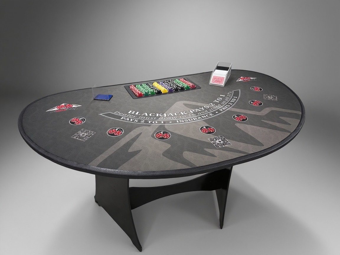 Casino blackjack table with chips